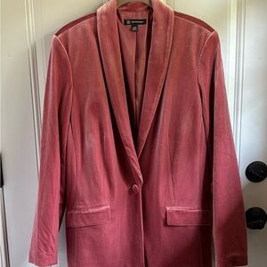 INC International Concepts Velvet Blazer in Deep Pink